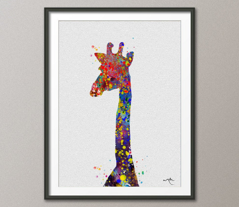 Giraffe Watercolor Art Print Archival Fine Art Print Wedding Gift Nursery Art Wall Decor Art Home Decor Wall Hanging No 100 - CocoMilla