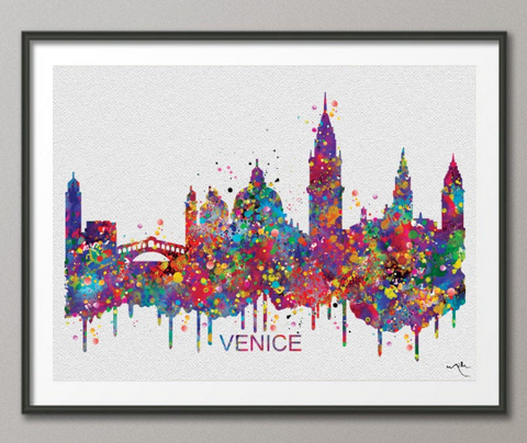 Venice Skyline, Venice Italy, Venice Watercolor Print, Italy Print, Wedding Gift, Travel Decor, Travel Gift, Tourism, Wall Hanging, Art-911 - CocoMilla