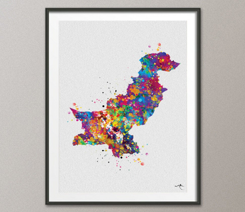 Pakistan Map Watercolor Print Islamabad Map Decor Wanderlust Art Print Wall Wedding Gift Poster Travel Gift Wall Map Art Wall Hanging-218 - CocoMilla