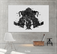 Rorschach Inkblot Test Card 4 BW Watercolor Print Psychology Psychiatry Psychotherapist Psychological Psychologist Clinic Medical Art-1324 - CocoMilla