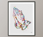 Prayer Hands Watercolor Print Praying Hand Wall Art Religious Poster Thanksgiving Nursery Thanks God Christian Gift Faith Thankful Gift-1412 - CocoMilla