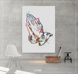 Prayer Hands Watercolor Print Praying Hand Wall Art Religious Poster Thanksgiving Nursery Thanks God Christian Gift Faith Thankful Gift-1412 - CocoMilla