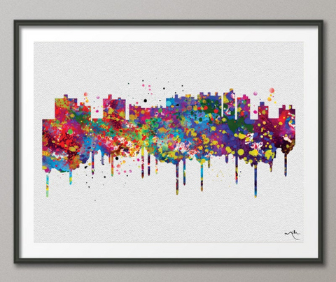 Ocean City Skyline Watercolor Print Cityscape Office Decor Wedding Gift Poster Ocean City Poster Travel Art Wall Decor Wall Hanging-519 - CocoMilla