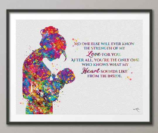 Motherhood Quote Watercolor Print Mother and Baby Midwifery Gift Boy Girl Family with Kids Motherhood New Mum Baby Shower Obstetrician-1583 - CocoMilla