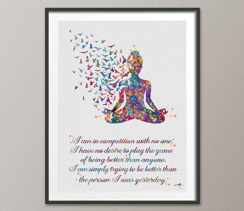 Yoga Art Motivational Quote Watercolor Print Yogi Poster Yoga Pose Yoga Print Yoga Woman Yoga Studio Yogi Girl Wall Decor Yogi Gift-265 - CocoMilla