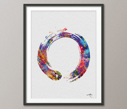 Zen Circle Enso Symbol Buddhism Meditation Yoga Watercolor Art Print Wall Art Poster Giclee Wall Decor Art Home Decor Wall Hanging [NO 432] - CocoMilla