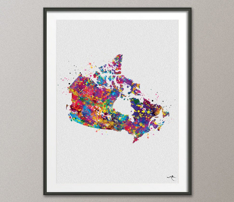 Canada Map Watercolor Print Toronto Map Canada Decor Wanderlust Art Print Wall Wedding Gift Poster Travel Gift Wall Decor Wall Hanging-791 - CocoMilla