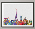 Paris Skyline France illustrations Art Print Wall Wedding Gift Poster Giclee Wall Decor Art Home Decor Wall Hanging [NO 198] - CocoMilla