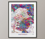 Santander Map, Santander Watercolor Print, Santander Street Map, City Map Art, Spain Street Map, Espana Map, Santander City, Travel Map-894 - CocoMilla