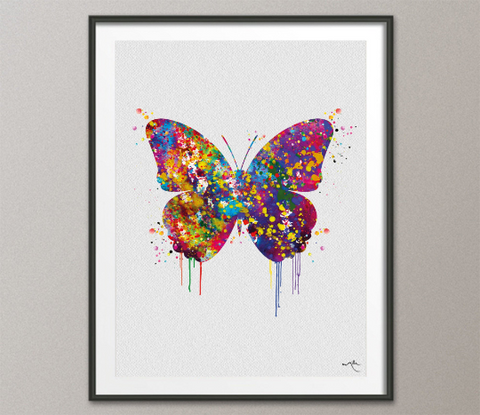 Butterfly Art Watercolor Print Butterflies Decorative Art Print Nursery Decor Gift Housewarming Gift Office Nature Decor Room Wall Art-1567 - CocoMilla