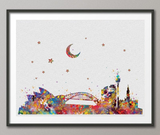 Sydney Australia Skyline illustrations Art Print Wall Wedding Gift Poster Giclee Wall Decor Art Home Decor Wall Hanging [NO 178] - CocoMilla