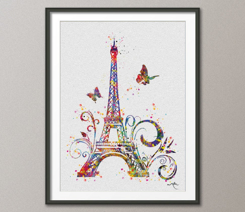 Eiffel Tower Watercolor Print Archival Fine Art Print Nursery Paris Travel Art Wall Decor Art Home Decor Kids Art Wall Hanging [NO 80] - CocoMilla