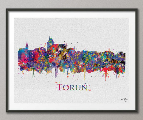 Toruń Poland Torun Skyline Watercolor Art Print Wall Wedding Gift Poster Wall Decor Art Home Decor Wall Hanging Travel Art Map Art [NO 722] - CocoMilla