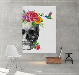 Skull Flowers and Bird Watercolor Print Medical Art Science Art Floral Anatomy with Neurology Human Skull Dental Tooth Skeleton Gift-1355 - CocoMilla