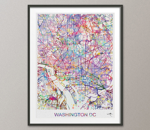 Washington DC Street City Map United States Watercolor Print Map Art Washington Wedding Gift Map Wall Decor Art Home Decor Wall Hanging-168 - CocoMilla