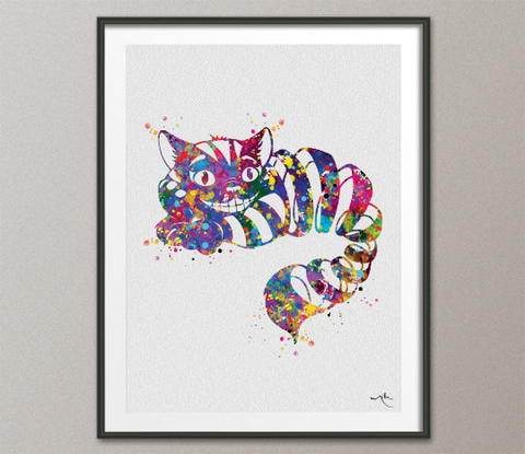 Cheshire Cat Alice in Wonderland Watercolor Print Gift For Kids Teen Decor Nursery Wall Art Bedroom Wall Decor Home Decor Alice Art-229 - CocoMilla