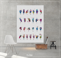 Sign Language Alphabet Watercolor Print American Sign Language Hand Signing Deaf ASL Fingerspelling Poster Manual Alphabet Medical Art-1338 - CocoMilla