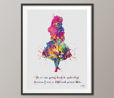 Alice in Wonderland, Alice in Wonderland Quote, Watercolor Print, Alice, Alice in Wonderland Decorations, Nursery Wall Art, Wall Decor-1551 - CocoMilla