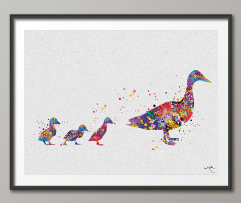 Duckling Watercolor Print Farm Animal Decor Baby Shower Fine Art Print Love Decor Home Decor Bird Art Nursery Decor Wall Hanging [NO 757] - CocoMilla