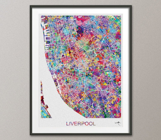 Liverpool Map, Liverpool Watercolor Print, Liverpool Street Map, Travel Decor, City Map Art, England Street Map, Liverpool Poster-892 - CocoMilla