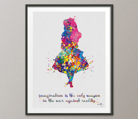 Alice in Wonderland Motivational Quote Watercolor Print Archival Fine Art Print Nursery For Kids Wall Art Wall Decor Geek Wall Hanging-359 - CocoMilla