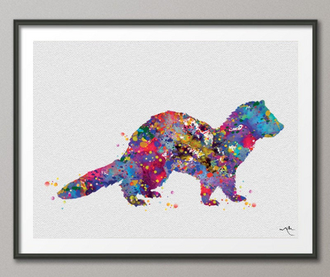 Ferret Watercolor Print Animal Wall Art Nursery Wall Art Domestic Animal Art Kids Room Decor Ferret Art Wall Hanging Baby Shower [NO 861] - CocoMilla