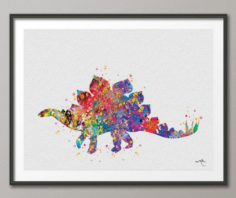 Stegosaurus Dinosaur Art Print Watercolor Painting Art Print For Kids Children Wall Art Nursery Wall Decor Art Home Decor Wall Hanging No 25 - CocoMilla