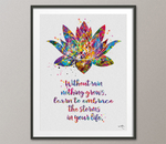 Lotus Quote Watercolor Print Rain Quote Gift Poster Yoga Studio Relaxation Housewarming Inspirational Wall Art Motivational Quote Art-1513 - CocoMilla