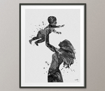 Mother Holding Baby Art BW Watercolor Print Mother and Baby Parent Love Boy Girl Family Kids Birthday New Mum Baby Shower Nursery Gift-1361 - CocoMilla