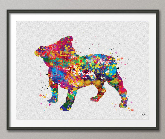 English Bulldog Puppy Watercolor Dog Print Pet Gift Pet Dog Love Friend Dog British Bulldog Dog Art Dog Wall Art Doglover Gift Dog Print-422 - CocoMilla