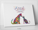 Cat and Dog Friend Quote Watercolor Print Pet Gift Pet Dog Love Friendship Gift Housewarming Gift Pet Wall Art Doglover Gift Veterinary-1637 - CocoMilla