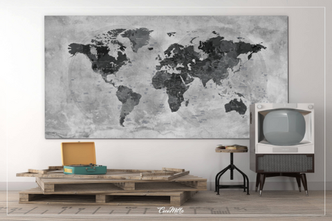 Push Pin World Map, CANVAS Print, Extra Large World Map, Push Pin Travel Map, Rustic World Map, Antiques Map, Wanderlust, Travel Love-964 Active Restock requests: 0 - CocoMilla