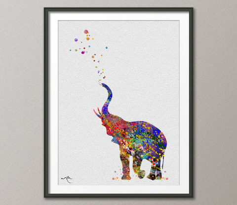 Elephant Watercolor illustrations Art Nursery Kids Print Wedding Gift Wall Art Poster Giclee Wall Decor Art Home Decor Wall Hanging No 37 - CocoMilla