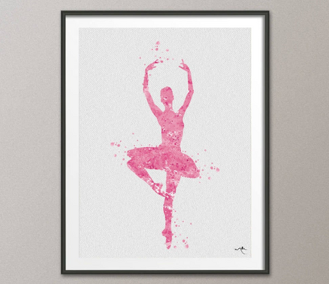 Ballerina Pink 1 Watercolor Print Fine Art Print Dance Children's Nursery Decor Kids Room Princess For Girl Wall Art Wall Hanging [No 761] - CocoMilla