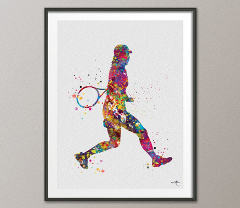 Tennis Player Girl Watercolor Print Female Tennis Gift Art Wall Art Wall Decor Girl Tennis Player Art Home Decor Girl Sport Wall Art-500 - CocoMilla